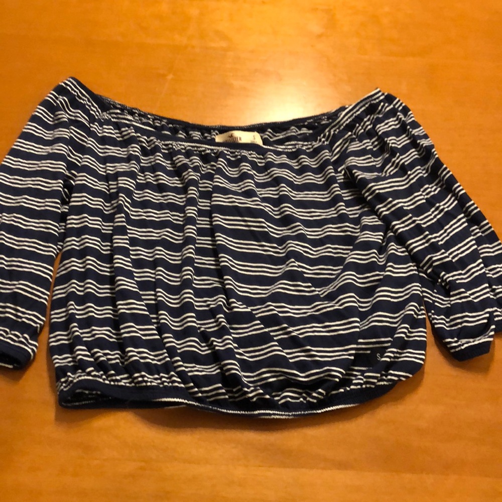 Blue off the shoulder shirt